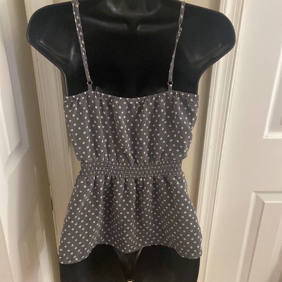 Full Tilt Grey White Polka Dot Peplum Cami - Picture 4 of 5